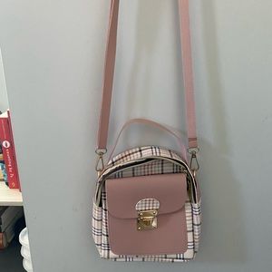 pink checkered mini backpack/purse